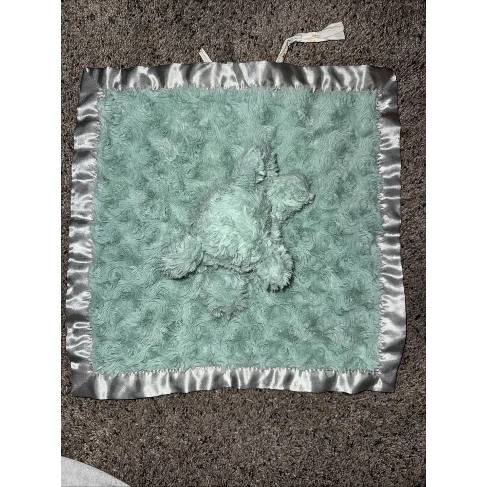 Cloud Island Green Swirls Elephant Plush Security Blanket Lovey Satin 13